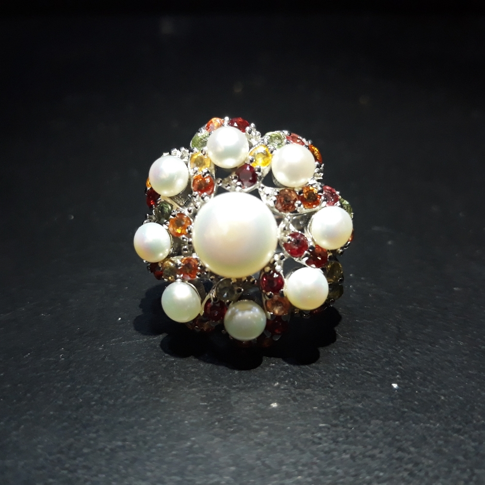 Natural Pearl And Sapphire Ring G10